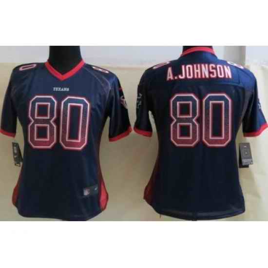 Women Nike Houston Texans 80 Andre Johnson Blue Elite Drift Fashion NFL Jerseys